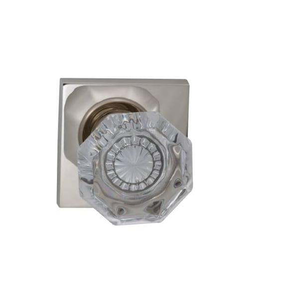 Square Rose Privacy Knob 2-3/4" Backset, T Strike Bright Nickel 955