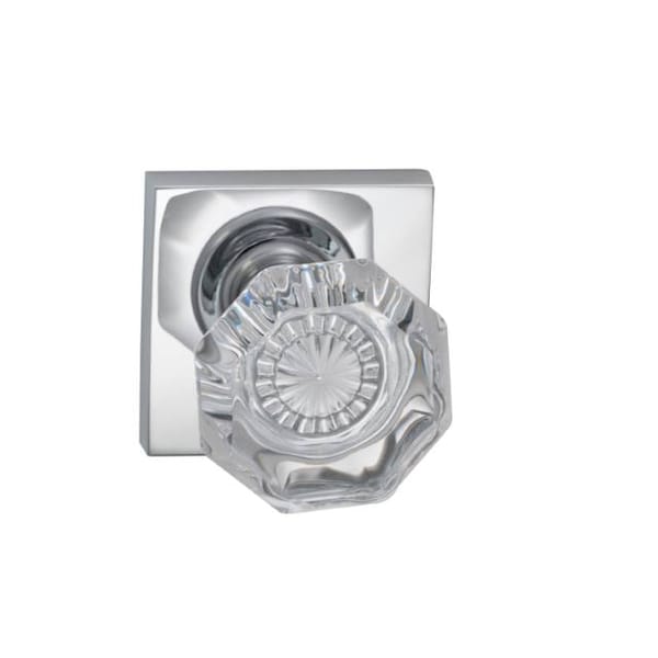 Square Rose Privacy Knob 2-3/8" Backset, T Strike Bright Chrome 955
