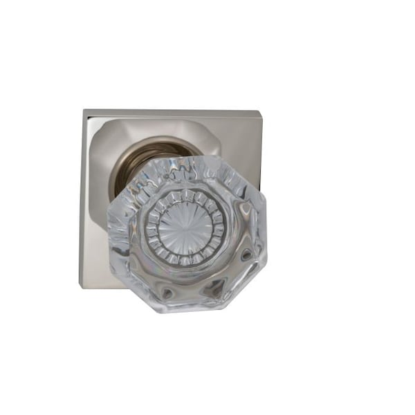 Square Rose Pass Knob 2-3/4" BS Full Lip Strike Bright Nickel 955