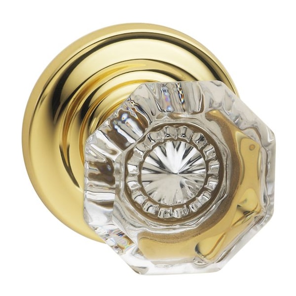 Traditional Rose Pass Knob 2-3/8" BS Full Lip Strike Bright Brass 955