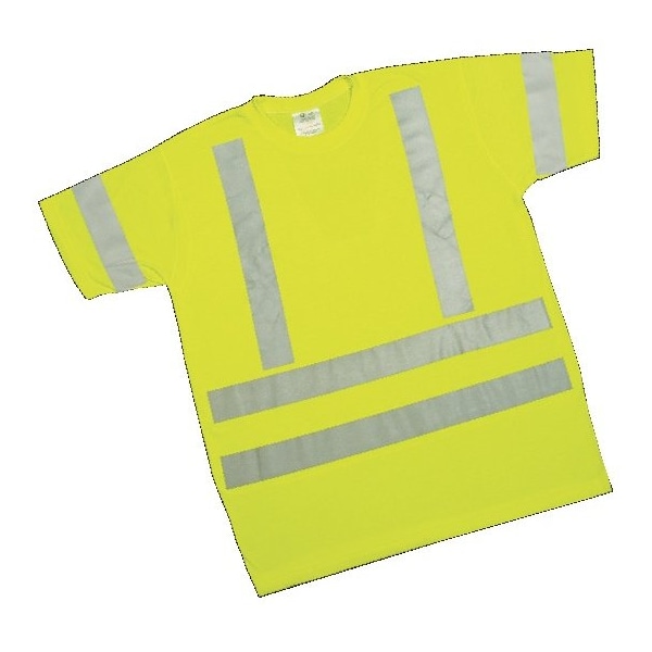 ANSI Class 3 Durable Flame Retardant T-S, Polyester, Lime, LARGE
