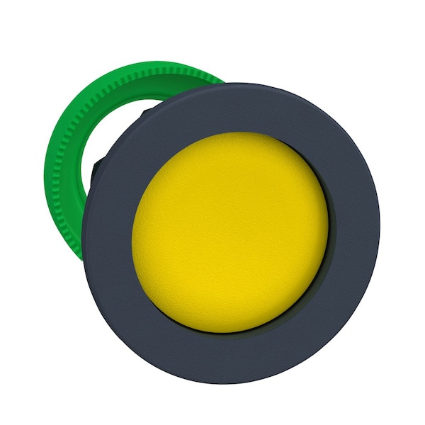 Harmony XB5, Antimicrobial Flush mounted push button head, plastic, recessed, yellow, ˜30, spring return, unmarked, dark grey bezel