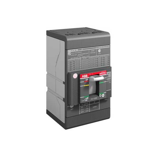 Circuit Breaker, XT1H Series, 100A, 3 Pole, 347V AC, 100kA