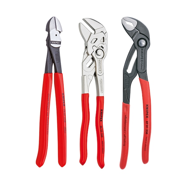 3 Pc 10" Pliers Set (87 01 250, 86 03 250, 74 01 250)