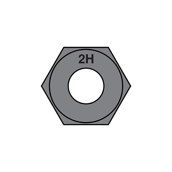 Heavy Hex Nut, 3/8"-16, Steel, Grade 2H, Plain, 1600 PK