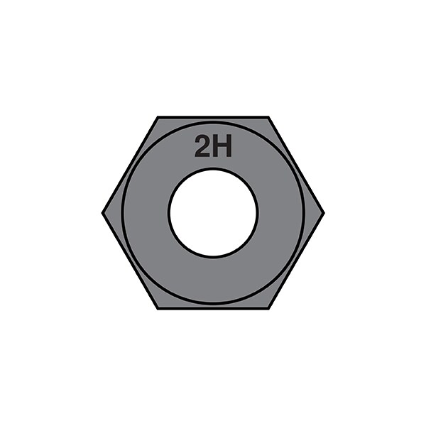 Hex Nut, 5/8"-11, Steel, Grade 2H, Plain, 225 PK