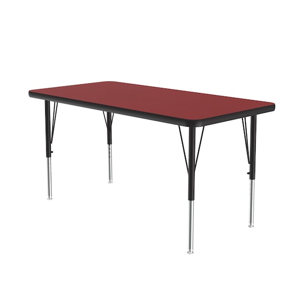 Rectangle Adjustable Height Activity Kids School Table, High Pressure Laminate, Red