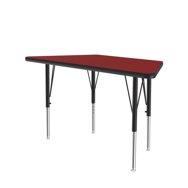 Trapezoidal Adjustable Height Activity Kids School Table, High Pressure Laminate, Red