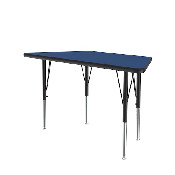 Trapezoidal Adjustable Height Activity Kids School Table, High Pressure Laminate, Blue
