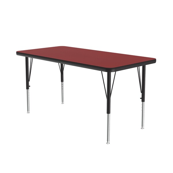 Rectangle Adjustable Height Activity Kids School Table, High Pressure Laminate, Red