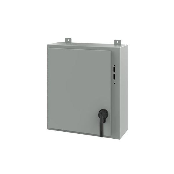 Keyed Handle Electrical Enclosures, 24 in H, 8 in D, 21.38 in W, NEMA 12, Steel