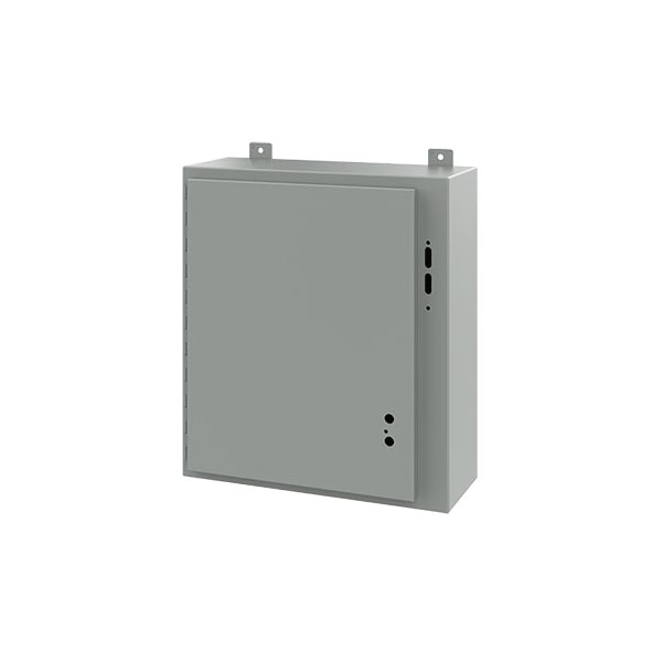 Electrical Enclosures, 24 in H, 8 in D, 21.38 in W, NEMA 12, Mild Steel
