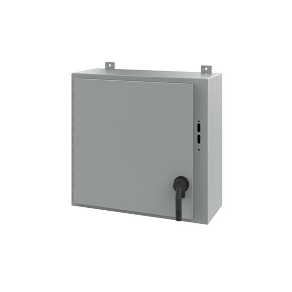 Keyed Handle Electrical Enclosures, 24 in H, 10 in D, 25.38 in W, NEMA 12, Steel