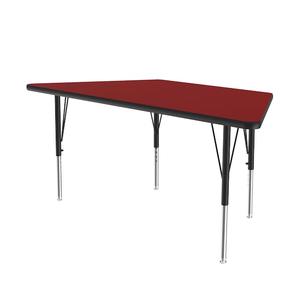 Trapezoidal Adjustable Height Activity Kids School Table, High Pressure Laminate, Red