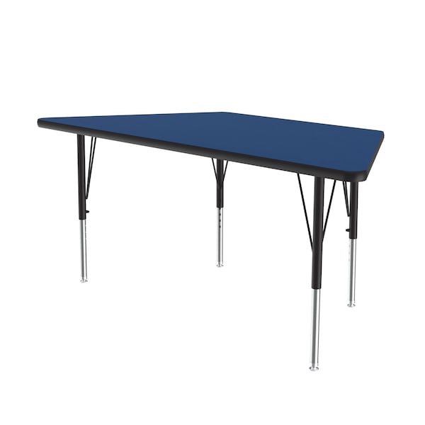 Trapezoidal Adjustable Height Activity Kids School Table, High Pressure Laminate, Blue