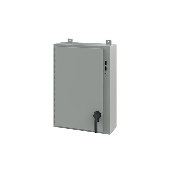 Keyed Handle Electrical Enclosures, 30 in H, 8 in D, 21.38 in W, NEMA 12, Steel