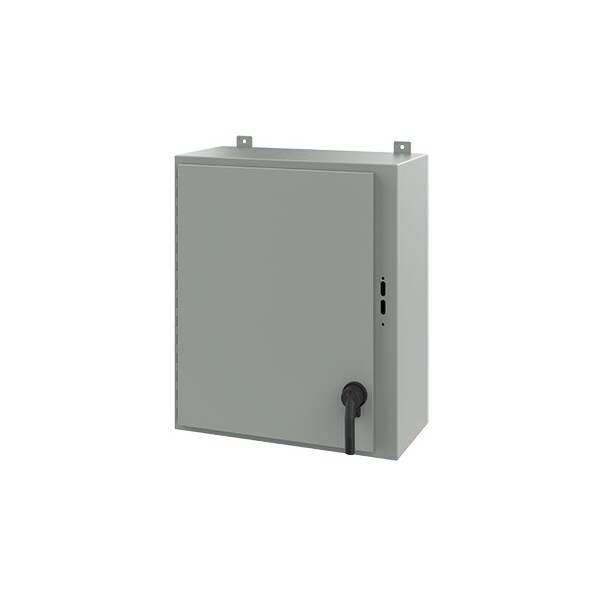 Keyed Handle Electrical Enclosures, 30 in H, 12 in D, 25.38 in W, NEMA 12, Steel
