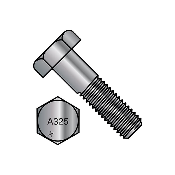 Grade A325, 7/8-9 x 2 1/2 in Structural Bolt, Hot Dipped Galvanized Steel, 2 1/2 in L, 50 PK