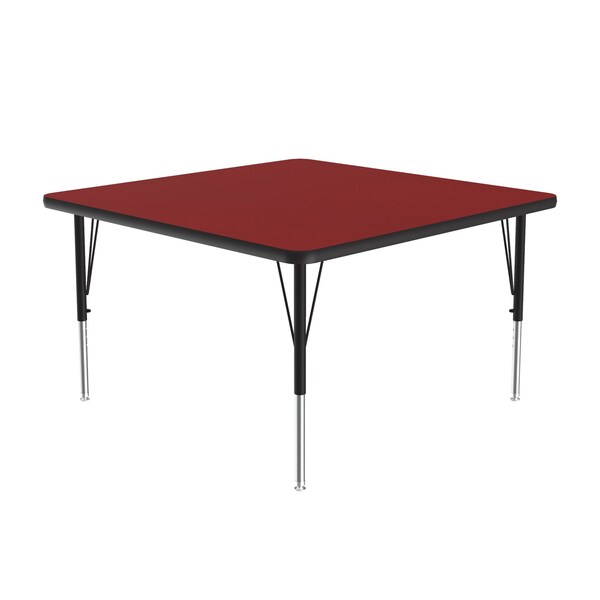 Square Adjustable Height Activity Kids School Table, High Pressure Laminate, Red