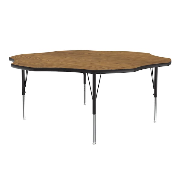 Flower Adjustable Height Activity Kids School Table, High Pressure Laminate, Medium Oak