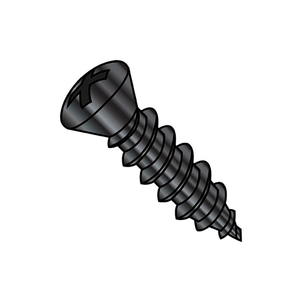 Self-Drilling Screw, #8-18 x 5/8 in, Black Oxide Steel Oval Head Phillips Drive, 10000 PK