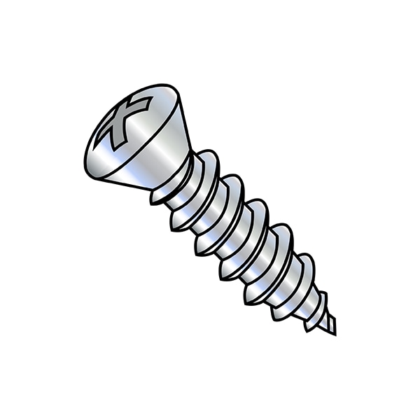 Self-Drilling Screw, #8-18 x 5/8 in, Zinc Plated Steel Oval Head Phillips Drive, 10000 PK