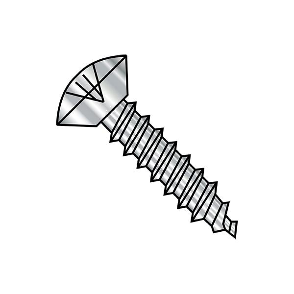Self-Drilling Screw, #8-18 x 1/4 in, Plain 18-8 Stainless Steel Oval Head Phillips Drive, 5000 PK