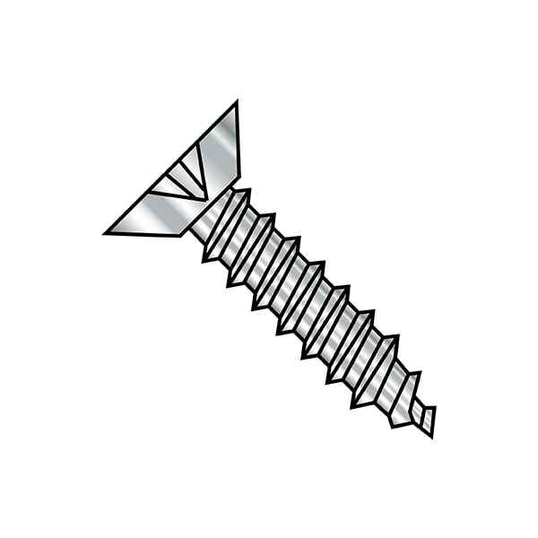Self-Drilling Screw, 1/4"-14 x 1/2 in, Plain 18-8 Stainless Steel Flat Head Phillips Drive, 5000 PK