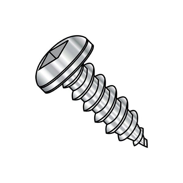 Thread Forming Screw, #8-18 x 3/8 in, Stainless Steel Pan Head Square Drive, 5000 PK