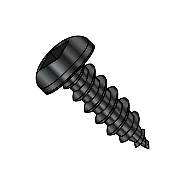 Thread Forming Screw, #8-18 x 3/8 in, Black Oxide and Oil Steel Pan Head Square Drive, 10000 PK