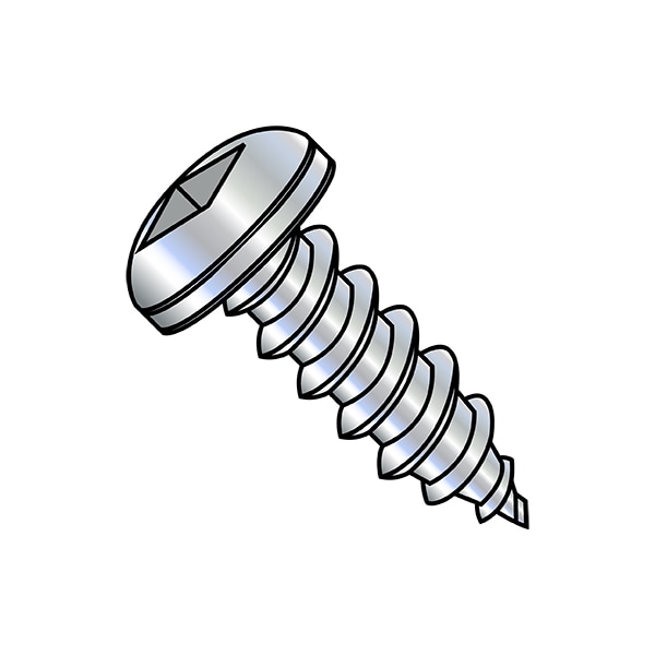 Thread Forming Screw, 1/4"-14 x 1/2 in, Zinc Plated Steel Pan Head Square Drive, 4000 PK