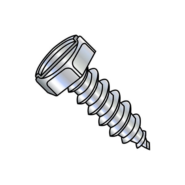 Self-Drilling Screw, 1/4"-14 x 1/2 in, Zinc Plated Steel Flange Hex Head External Hex Drive
