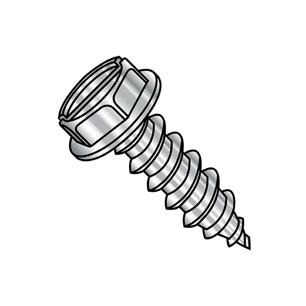 Self-Drilling Screw, 5/16"-12 x 1 in, Plain 18-8 Stainless Steel Flange Hex Head External Hex Drive