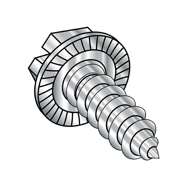 Self-Drilling Screw, 1/4"-14 x 3/4 in, Plain 18-8 Stainless Steel Flange Hex Head 1500 PK