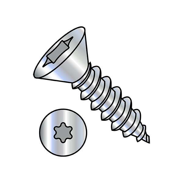 Thread Forming Screw, 1/4"-14 x 3/4 in, Zinc Plated Steel Flat Head Torx Drive, 3000 PK
