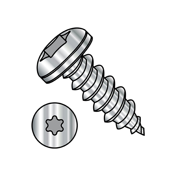 Thread Forming Screw, 1/4"-14 x 1/2 in, 18-8 Stainless Steel Pan Head Torx Drive, 2000 PK