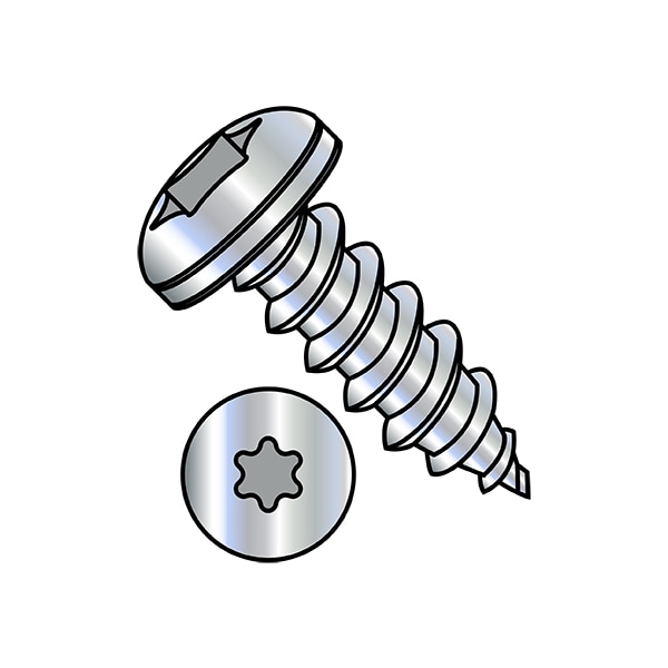 Thread Forming Screw, 1/4"-14 x 1-1/4 in, Zinc Plated Steel Pan Head Torx Drive, 2000 PK