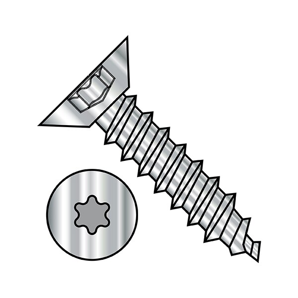 Thread Forming Screw, #10-16 x 1/2 in, Plain Stainless Steel Flat Head Torx Drive, 3500 PK