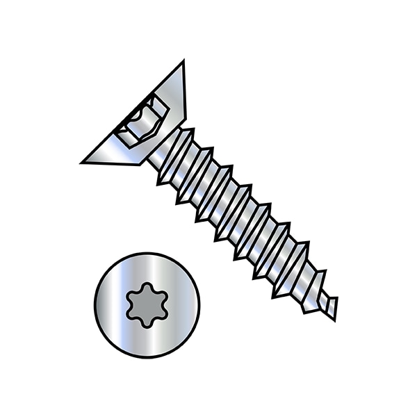 Thread Forming Screw, 1/4"-14 x 1/2 in, Zinc Plated Steel Flat Head Torx Drive, 4000 PK
