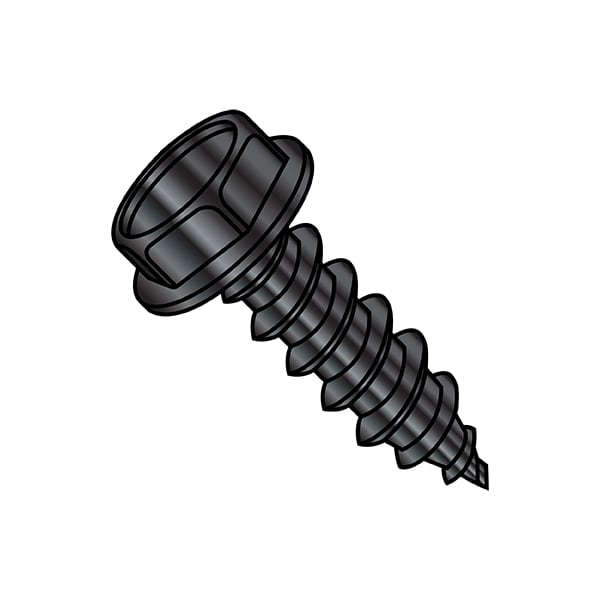 Thread Cutting Screw, 1/4"-14 x 3/4 in, Black Zinc Plated Steel Hex Head Hex Drive, 3000 PK