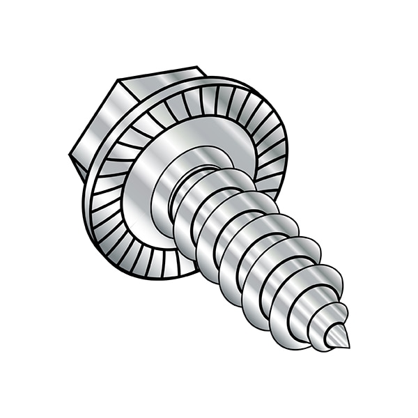 Self-Drilling Screw, #8-18 x 1/2 in, Plain 18-8 Stainless Steel Flange Hex Head External Hex Drive