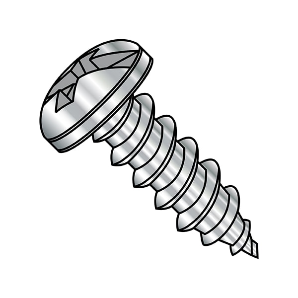 Thread Forming Screw, #8-15 x 1/2 in, Plain 18-8 Stainless Steel Pan Head 5000 PK