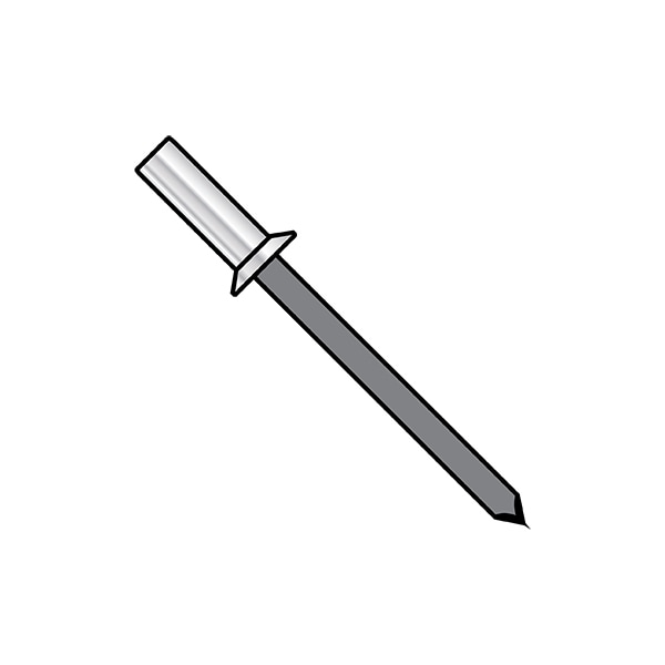 Blind Rivet, Countersunk Head, 1/8 in Dia., 0.275 in L, Aluminum Body, 10000 PK