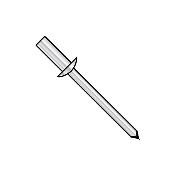 Blind Rivet, Dome Head, 1/8 in Dia., 0.360 in L, Aluminum Body, 10000 PK