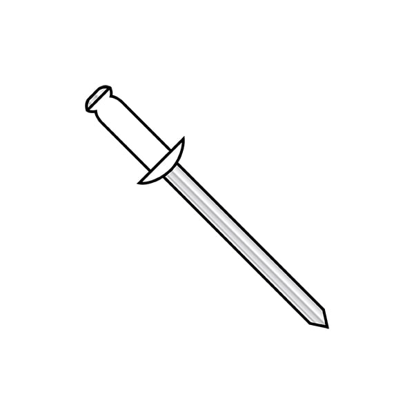 Blind Rivet, Dome Head, 1/8 in Dia., 0.275 in L, Aluminum Body, 10000 PK