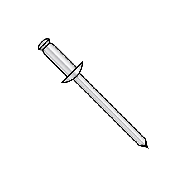 Blind Rivet, Dome Head, 1/4 in Dia., 0.325 in L, Aluminum Body, 2000 PK