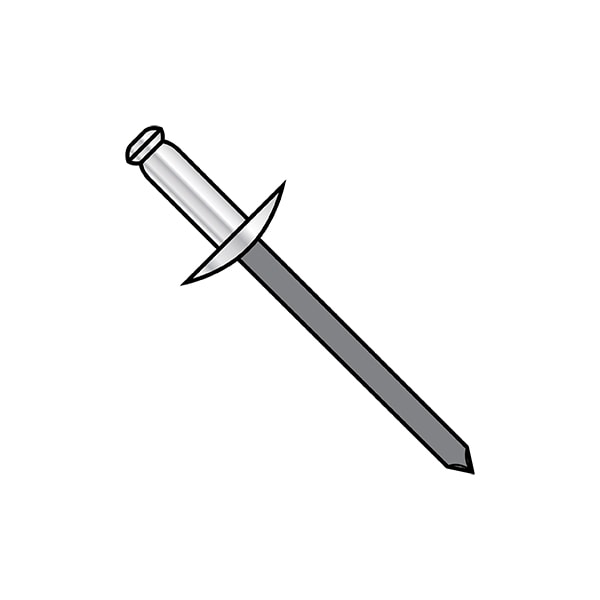 Blind Rivet, Large Flanged Head, 1/8 in Dia., 0.275 in L, Aluminum Body, 10000 PK