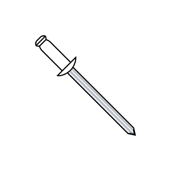 Blind Rivet, Dome Head, 1/8 in Dia., 0.275 in L, Aluminum Body, 10000 PK
