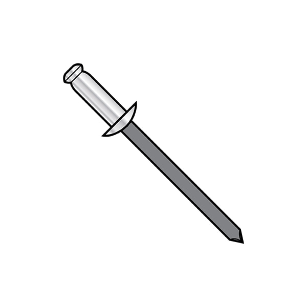 Blind Rivet, Dome Head, 1/4 in Dia., 0.325 in L, Aluminum Body, 2000 PK
