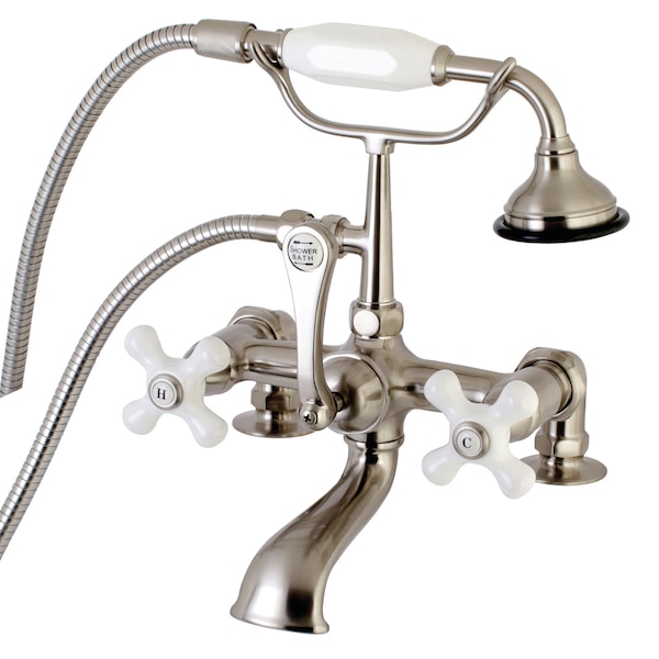 Deck-Mount Clawfoot Tub Faucet, Brushed Nickel, Deck Mount